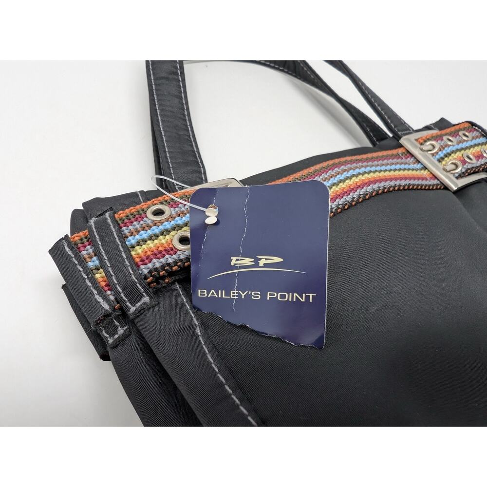 Vintage Y2K Black Rainbow Trim Hand Bag Purse New - Picture 9 of 10